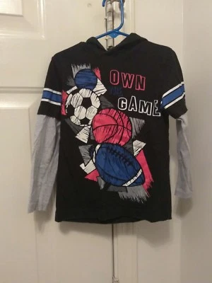 Sudadera con capucha Headquarter para niños, talla 4, negra, gris y azul real Foto 1 de 2