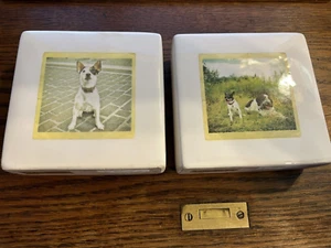 NEW SET OF 2 RAE DUNN ARTISAN COLLECTION DOG BLOCK PAPERWEIGHTS & FREE SHIPPING - Picture 1 of 6
