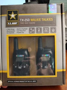 US Army - TX-250 Walkie Talkies -3 Miles - 22 Channels - FRS - FLASHLIGHT - Zdjęcie 1 z 1
