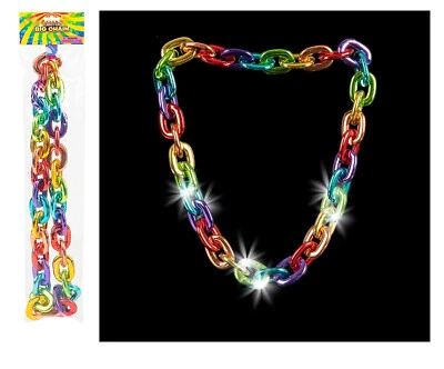 Collar Arco Iris Cadena Eslabón Grande Iluminado Colores Metálicos 38" Foto 1 de 4