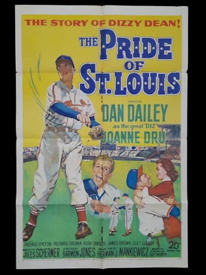 Vintage 1952 THE PRIDE OF ST. LOUIS / Dizzy Dean Baseball Movie/Film Poster - Imagem 1 de 4