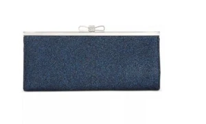 INC International Concepts Carolyn metallic glitter clutch -NAVY BLUE (Used) - Picture 1 of 5