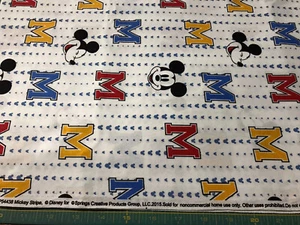 Mickey Mouse Stripe 2015 35” X 43” 100% cotton fabric #318 - Picture 1 of 2