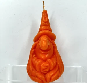 Vela cara de bruja de Halloween de colección diseñada naranja Carolina Japón 7 pulgadas - Imagen 1 de 6