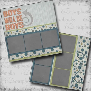 Boys Will Be Boys - 2 Premade Scrapbook Pages - EZ Layout 6650 - Picture 1 of 2