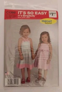 Simplicity C 1399 Its So Easy Pattern Toodlers & Child's Dress Sz 1/2-8 Uncut Ne - Picture 1 of 2