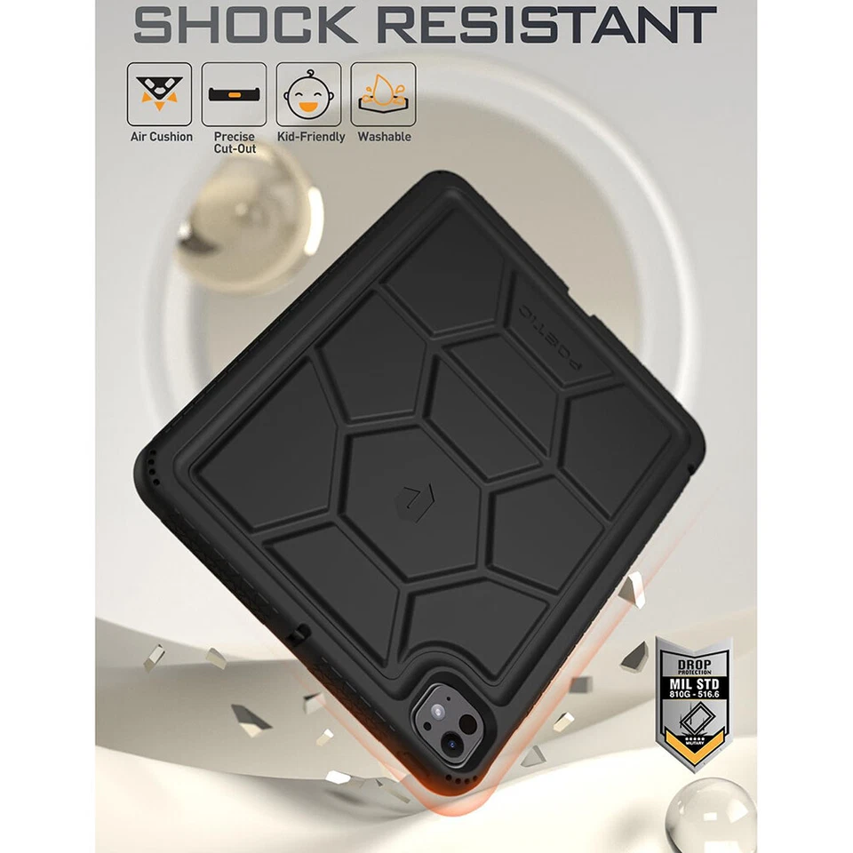 For Apple iPad Pro 11 2024 Case Poetic Kids Friendly Drop Silicone Cover Black - Image 1 of 4