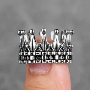 Anillo de corona de acero inoxidable Royal King de estilo gótico retro para hombre motociclista punk - Imagen 1 de 5