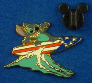 Stitch with Patriotic Surfboard Americana Deluxe Starter Disney Pin # 61636 - Picture 1 of 4