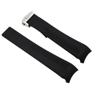 22mm Curved end Black Diving Silicone Rubber Holes For TAGHeuer Watch Band Strap - Picture 1 of 3