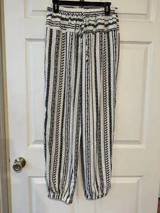 Shein Black White Harem Pants Womens Large L Pull On - Picture 1 of 6