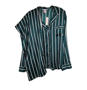 Victoria's Secret Womens Size M Green Long Satin Pajama Set Of Shirt And Pant  - Picture 1 of 11