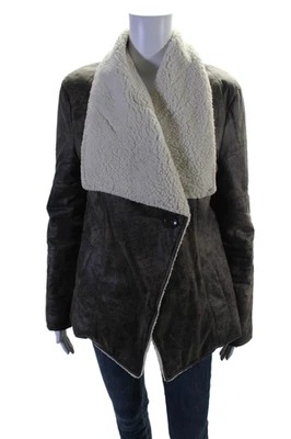 Jack Womens Faux Fur Long Sleeve Buttoned Jacket Brown Size S - Image 1 of 4