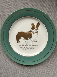 Anthropologie Quincy Corgi Hund Biografie Canapé Beilagenplatte 6,25" Goldrand - Bild 1 von 4