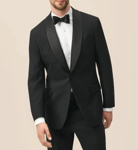 JHANE BARNES Black Tuxedo Tux Full Suit 42L Wool Shawl Collar - Picture 1 of 8