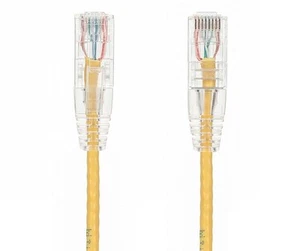 Slim Cat6 UTP Snagless Patch Cable, Yellow - 0.5/1/2/3/5/6/7/10/14/15/20/25 ft - Picture 1 of 1