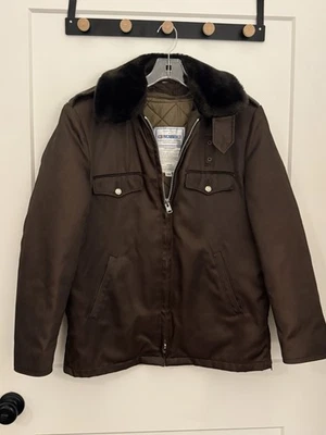 Chaqueta Abrigo de Trabajo Policial Marrón Azul De Colección para Hombres Talla 38R Forrada Botones Florida Foto 1 de 4