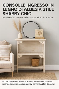 Consola Entrada Shabby Chic de Madera De Albesia Adobado – CM 85x35, 5x90h – Fa - Bild 1 von 9