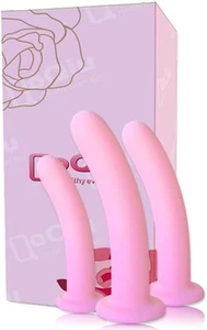 QoQiu Silicone Dilators for Pelvic Floor, Pink 3-Pack, with Storage Bag - Picture 1 of 9