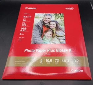 Canon Lot Of 3 Photo Paper Plus Glossy II PP-201, 8x5"x11" 20 Sheets. D2093 - Afbeelding 1 van 7