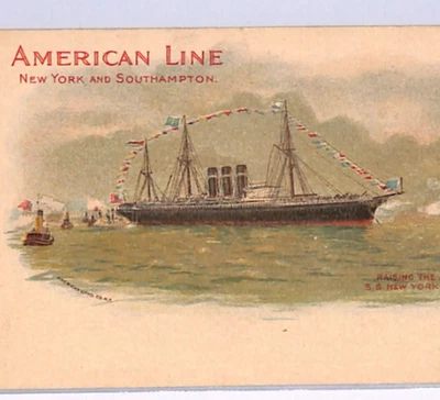 TRANSATLANTIC SHIPS *SS New York* American Line Steamer Postcard USA WP107 - Image 1 of 4