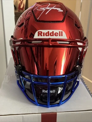 Casco Speedflex cromado auténtico firmado por Lawrence Taylor Giants On Field Beckett Foto 1 de 4