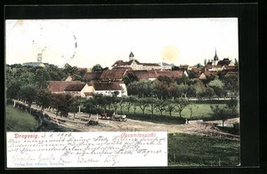 Droyssig, Gesamtansicht der Stadt, Blick zur Kirche, Ansichtskarte 1906 - Picture 1 of 2