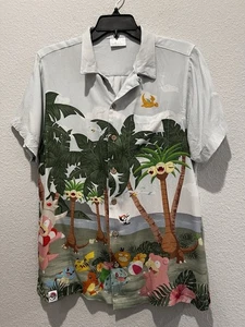 Official Pokemon Hawaiian Tropical Print Button Front Shirt Men’s Size S - Picture 1 of 9