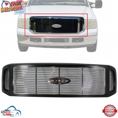 NEW FRONT GRILLE BLACK WITH CHROME BILLET FOR 2005-2007 FORD F-250 SUPER DUTY - Image 1 of 4