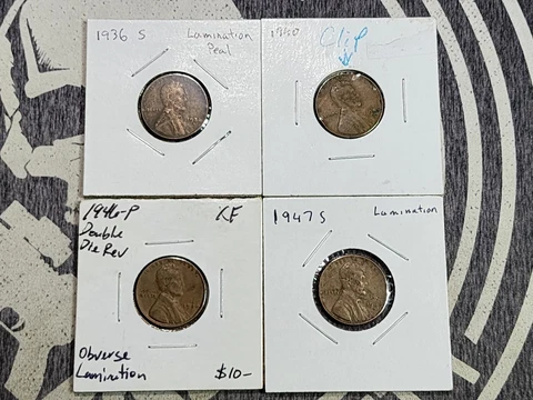 VINTAGE Lincoln Cent Error / Variety Lot of 4 Coins in 2x2 FREE SHIPPING! RYB4 Cover