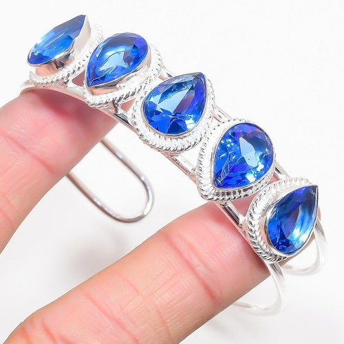 VALENTINO Bracciale regolabile in argento sterling 925 fatto a mano con pietre preziose tanzanite blu