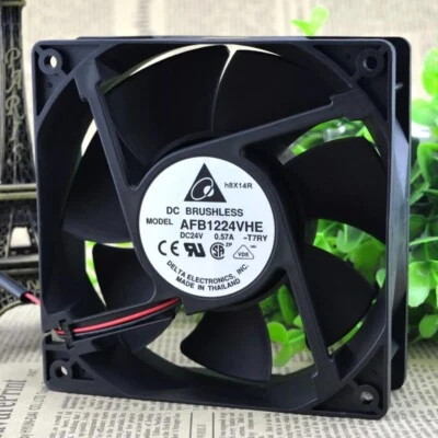 DELTA BRUSHLESS AFB1224VHE 24V 0.57A 12cm 12038 Chassis Industrial Cooling Fan - Image 1 of 2