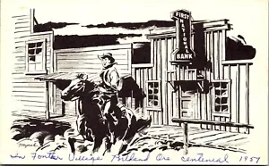 Postkarte First National Bank Portland ODER Künstler signiert Newman Myrah Western 1959 - Bild 1 von 3