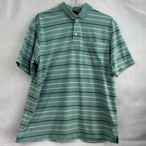 Puritan Shirt Men’s Large Polo Blue Striped - Picture 1 of 5