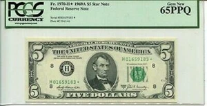 FR 1970-H* Star 1969A $5 Federal Reserve Note 65 PPQ GEM NEW - Picture 1 of 1