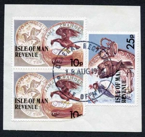 Isla de Man 25p + 2 x 10p multicolor QEII pictorial ingresos CDS en pieza - Imagen 1 de 1