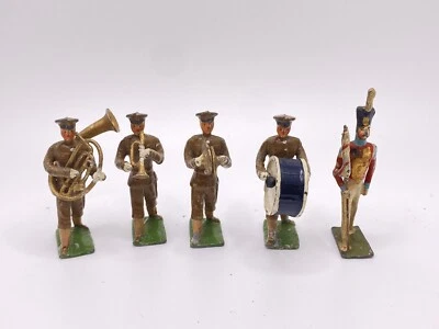 Lote De 5 Toy Soldiers Banda Marchante Heyde De Colección Bajo Tuba Tambor Mayor Foto 1 de 4