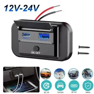 Car PD Type-C USB Port Fast Charger Socket Power Outlet Panel Charger DC 12V-24V - Picture 1 of 12