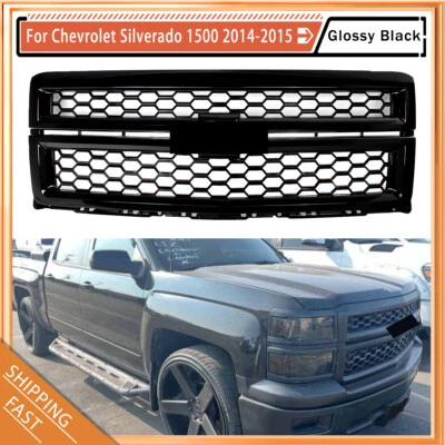 Gloss Black For 2014-2015 Chevrolet Silverado 1500 Front Upper Grille Honeycomb - Image 1 of 4