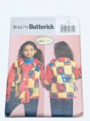 Butterick Sewing Pattern B4679 Toddlers Jacket Scarf Size 1-3 Uncut - Image 1 of 2