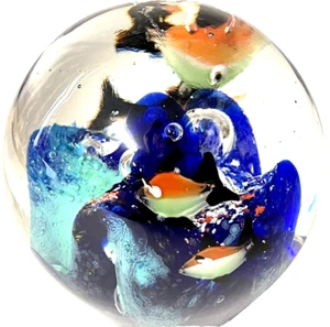 Kunst Glas Briefbeschwerer Sea Life Fisch mundgeblasen 3 1/4" - Bild 1 von 14