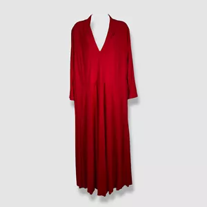 Tommy Hilfiger Women Red Pleated V-Neck Long Sleeve Dress Plus Size 18W - Picture 1 of 2