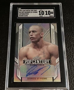 SGC 10 AUTO 10 GEORGES ST PIERRE 2021 LEAF METAL POP CENTURY SIGNATURES SIGNED - Picture 1 of 5