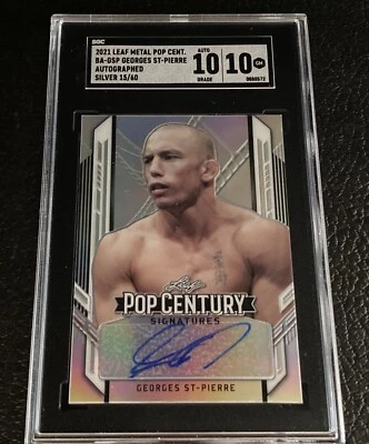SGC 10 AUTO 10 GEORGES ST PIERRE 2021 LEAF METAL POP CENTURY SIGNATURES SIGNED - Image 1 of 4