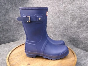 Hunter Original Short Boot Womens Blue Rubber Rain Waterproof Pull On Size 7 US - Picture 1 of 11