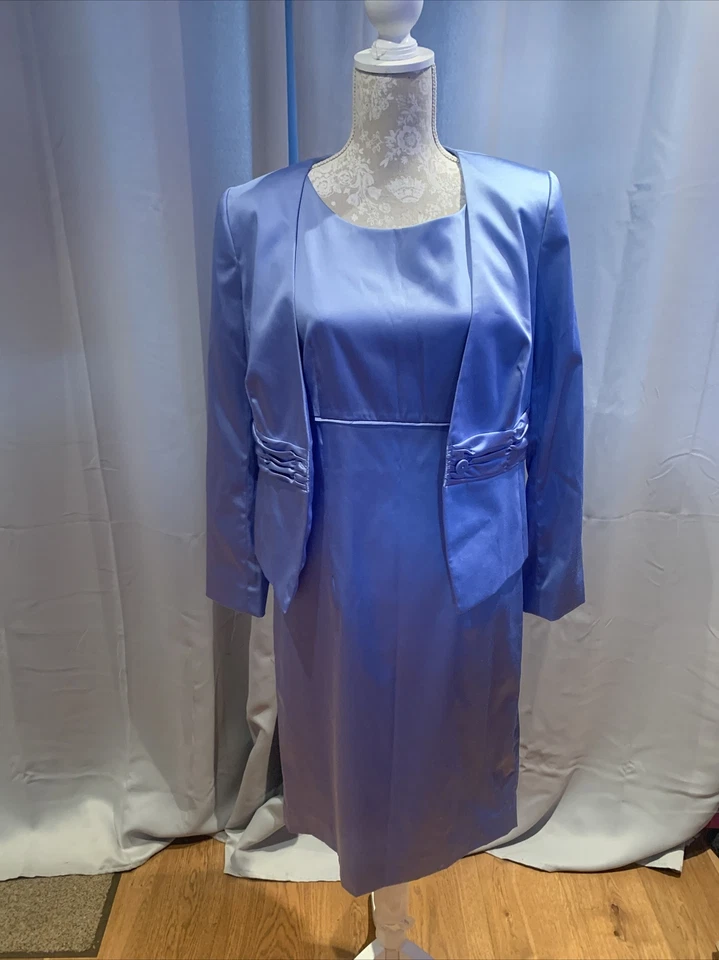 E. Womens Size 12 Blue Berkertex Dress & Jacket Mother Of Bride Formal Occasion - Image 1 of 4
