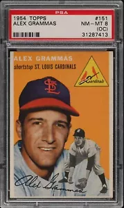 1954 Topps Alex Grammas Baseball Card #151 PSA 8 NEAR MINT - MINT (OC) POP 3 - Picture 1 of 2