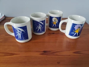 Morton Salt Set Of Four Vintage Ads Coffee Mugs Cups Excellent - Picture 1 of 6