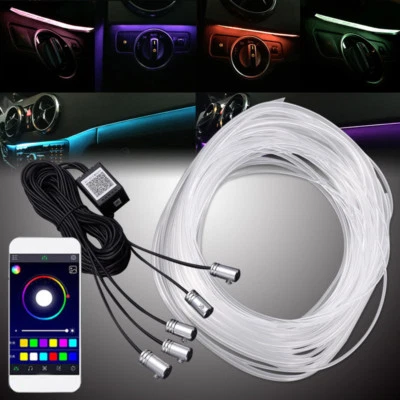 5x Car Interior Atmosphere Light 6M Neon Strips APP Bluetooth Controller RGB LED - Image 1 of 4