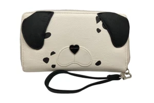 Betsey Johnson Black White Dalmation Puppy Face Wallet Wristlet - Picture 1 of 6
